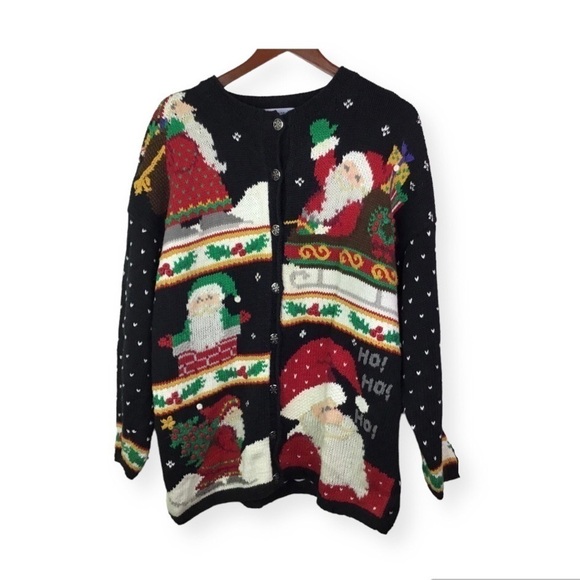 Vintage Sweaters - Vintage Signatures by Northern Isles Hand Knitted Christmas Cardigan Size 1X.